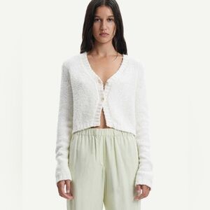 SAMSØE SAMSØE Jazmin Cardigan Alpaca Cotton Blend Preppy Whisper White Large